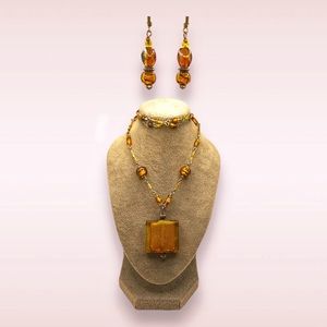 Handmade glass earring and necklace set